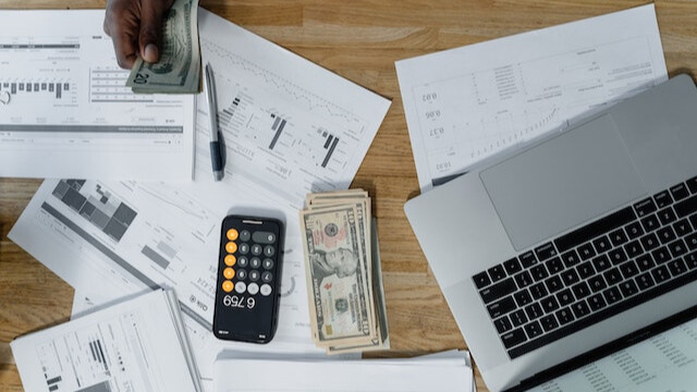 payroll objects on a desk